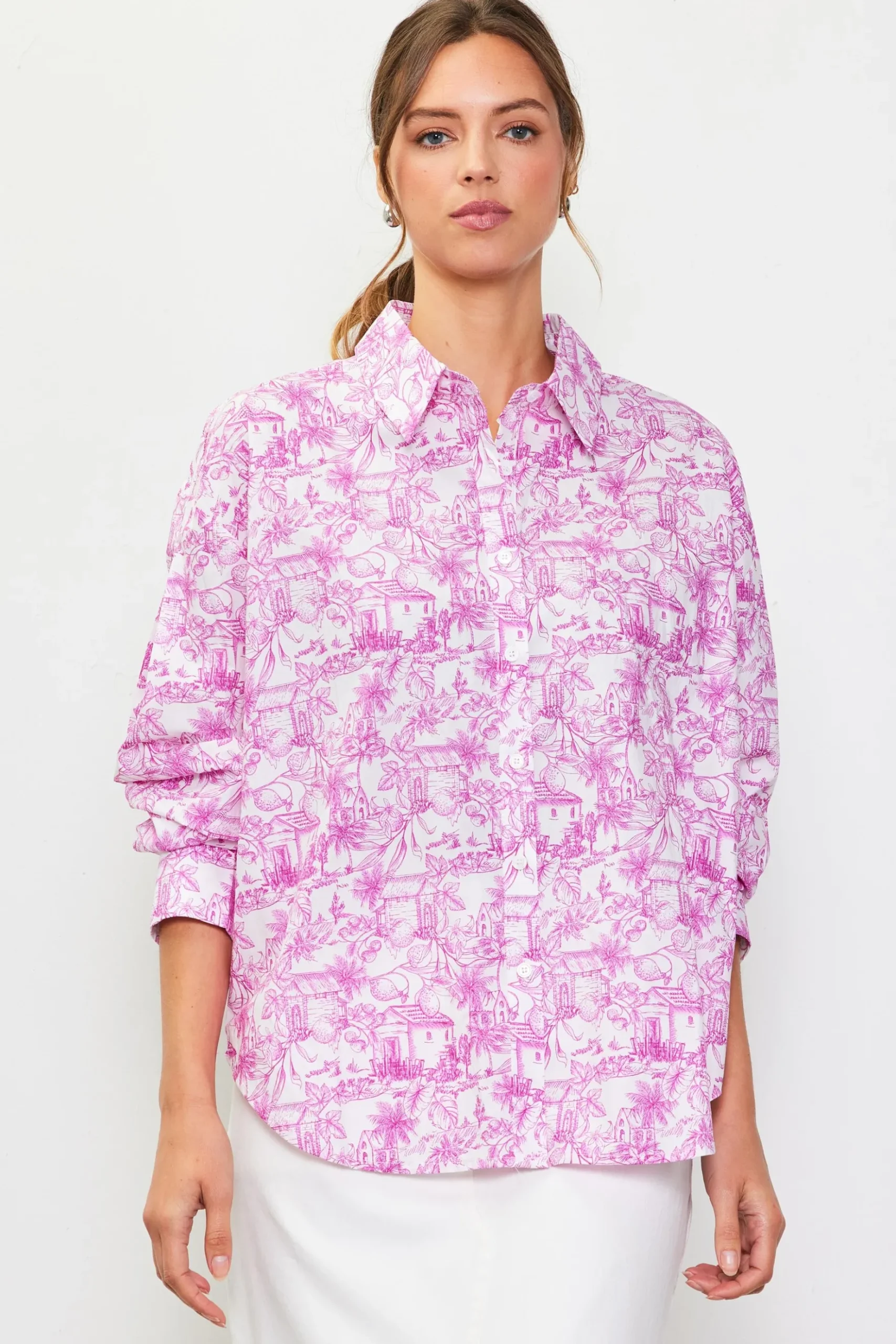 Daphne Floral Print Button Down Blouse*SKIES ARE BLUE Discount