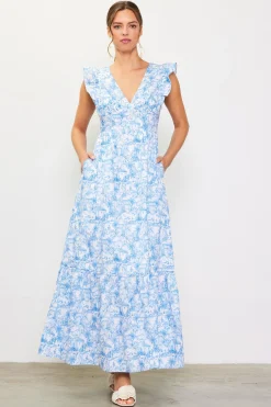 Daphne Floral Print Ruffled Maxi Dress*SKIES ARE BLUE Best
