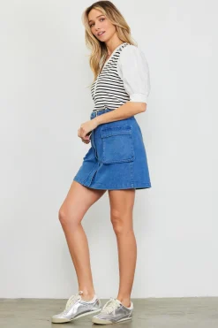 Denim Cargo Detail Mini Skirt*SKIES ARE BLUE Outlet