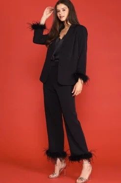 Detachable Feather Cuff Blazer*SKIES ARE BLUE