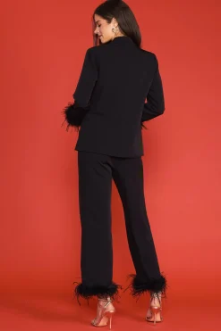 Detachable Feather Cuff Blazer*SKIES ARE BLUE