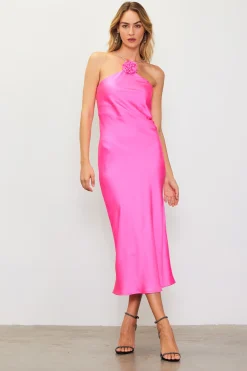 Detachable Rosette Metallic Strap Midi Dress*SKIES ARE BLUE New