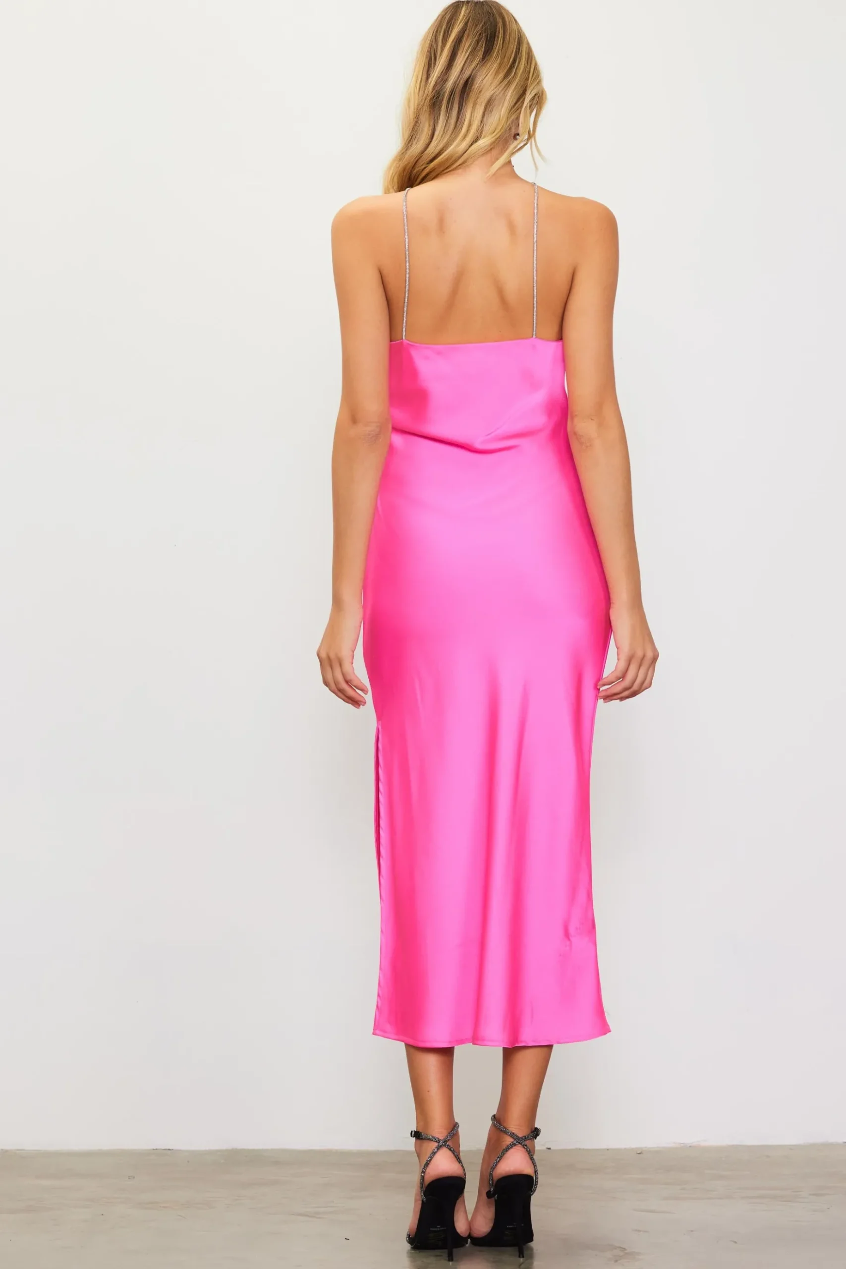 Detachable Rosette Metallic Strap Midi Dress*SKIES ARE BLUE New