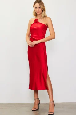 Detachable Rosette Metallic Strap Midi Dress*SKIES ARE BLUE Discount