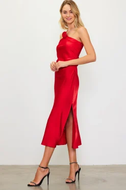 Detachable Rosette Metallic Strap Midi Dress*SKIES ARE BLUE Discount