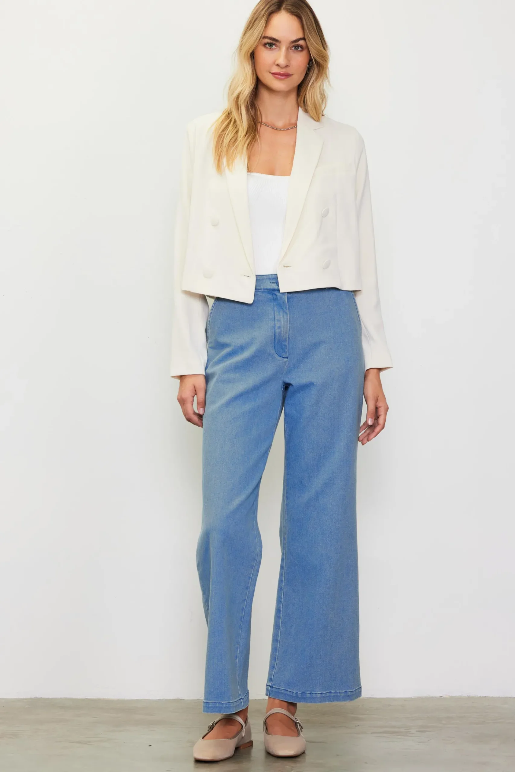 Double Breasted Crop Blazer*SKIES ARE BLUE Discount