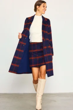 Double Breasted Plaid Coat*SKIES ARE BLUE Clearance