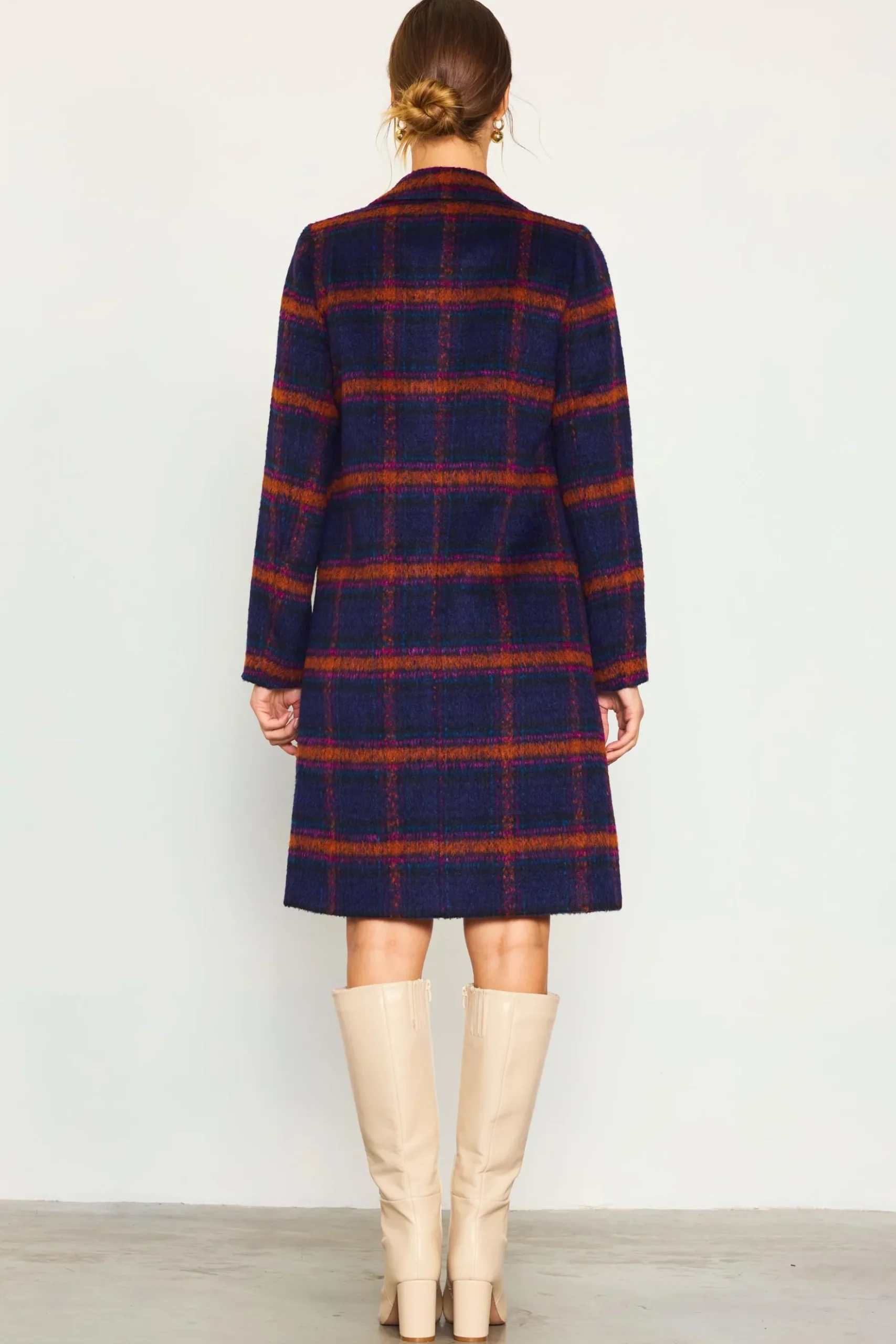 Double Breasted Plaid Coat*SKIES ARE BLUE Clearance