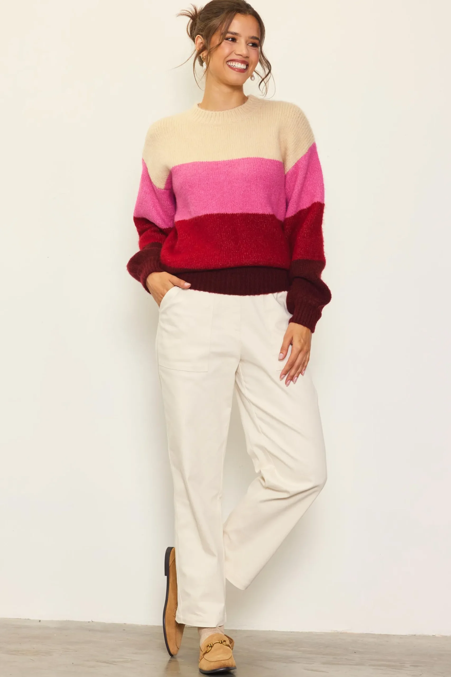 Drop Shoulder Color Block Sweater*SKIES ARE BLUE Discount