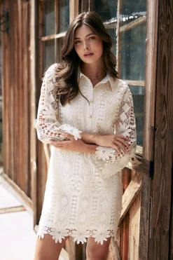 Embroidered Eyelet Lace Mini Dress*SKIES ARE BLUE Clearance