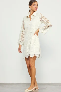 Embroidered Eyelet Lace Mini Dress*SKIES ARE BLUE Clearance