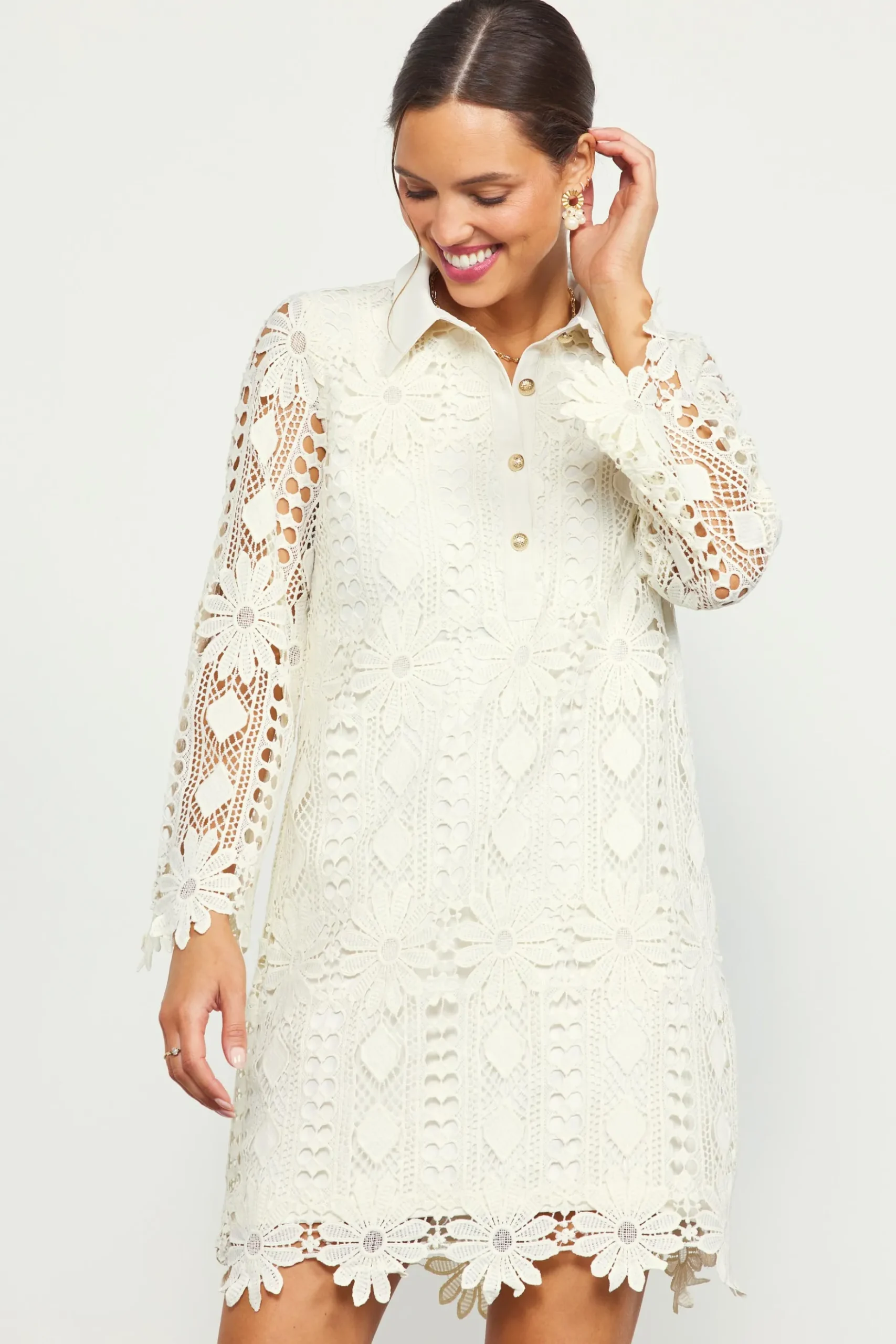 Embroidered Eyelet Lace Mini Dress*SKIES ARE BLUE Clearance