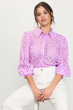 Eyelet Buttondown Shirt*SKIES ARE BLUE Hot
