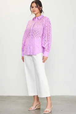 Eyelet Buttondown Shirt*SKIES ARE BLUE Hot