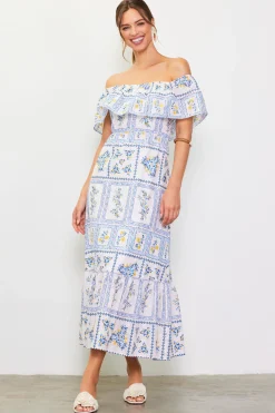 Eyelet Embroidered Print Maxi Dress*SKIES ARE BLUE Discount