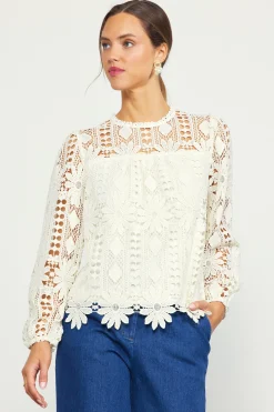 Eyelet Lace Longsleeve Blouse*SKIES ARE BLUE Hot