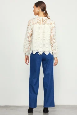 Eyelet Lace Longsleeve Blouse*SKIES ARE BLUE Hot