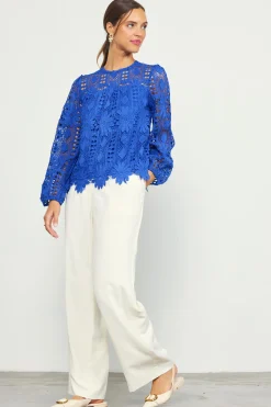 Eyelet Lace Longsleeve Blouse*SKIES ARE BLUE Hot
