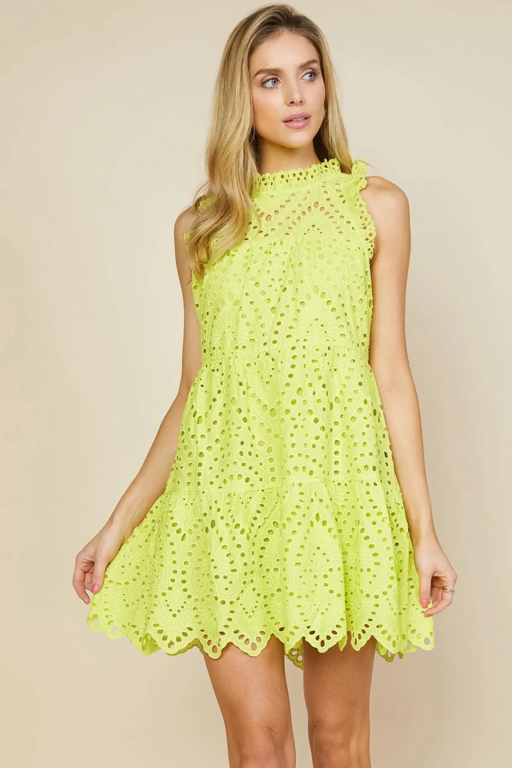 Eyelet Lace Mini Dress*SKIES ARE BLUE Best