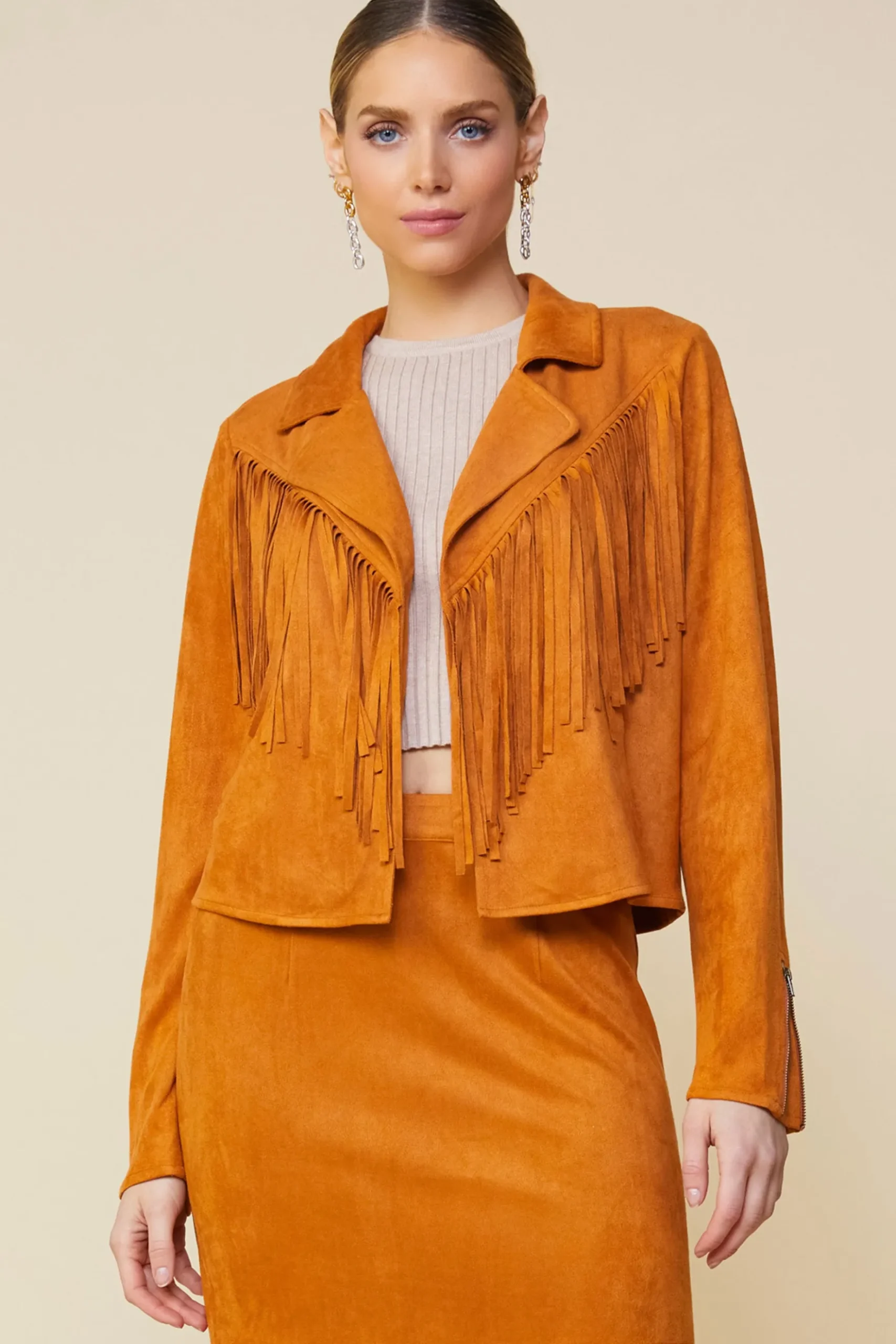 Faux Leather Fringe Jacket*SKIES ARE BLUE New