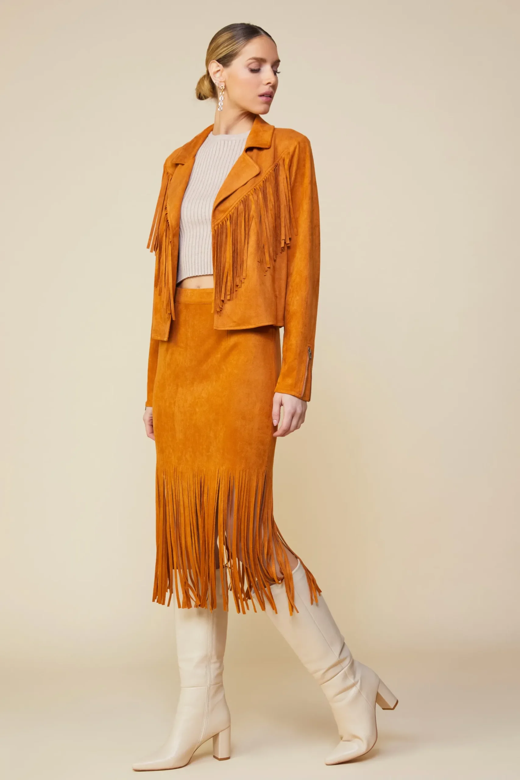 Faux Leather Fringe Jacket*SKIES ARE BLUE New