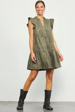 Faux Suede Tiered Mini Dress*SKIES ARE BLUE Online