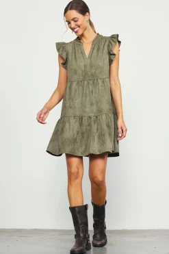 Faux Suede Tiered Mini Dress*SKIES ARE BLUE Online