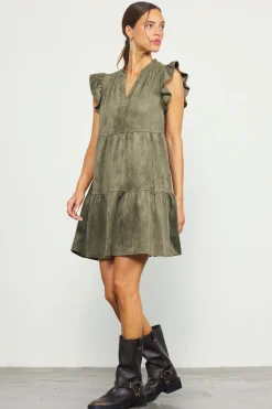 Faux Suede Tiered Mini Dress*SKIES ARE BLUE Online