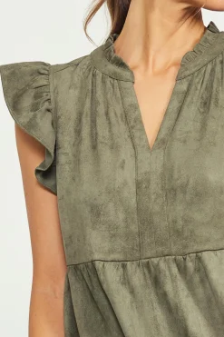 Faux Suede Tiered Mini Dress*SKIES ARE BLUE Online
