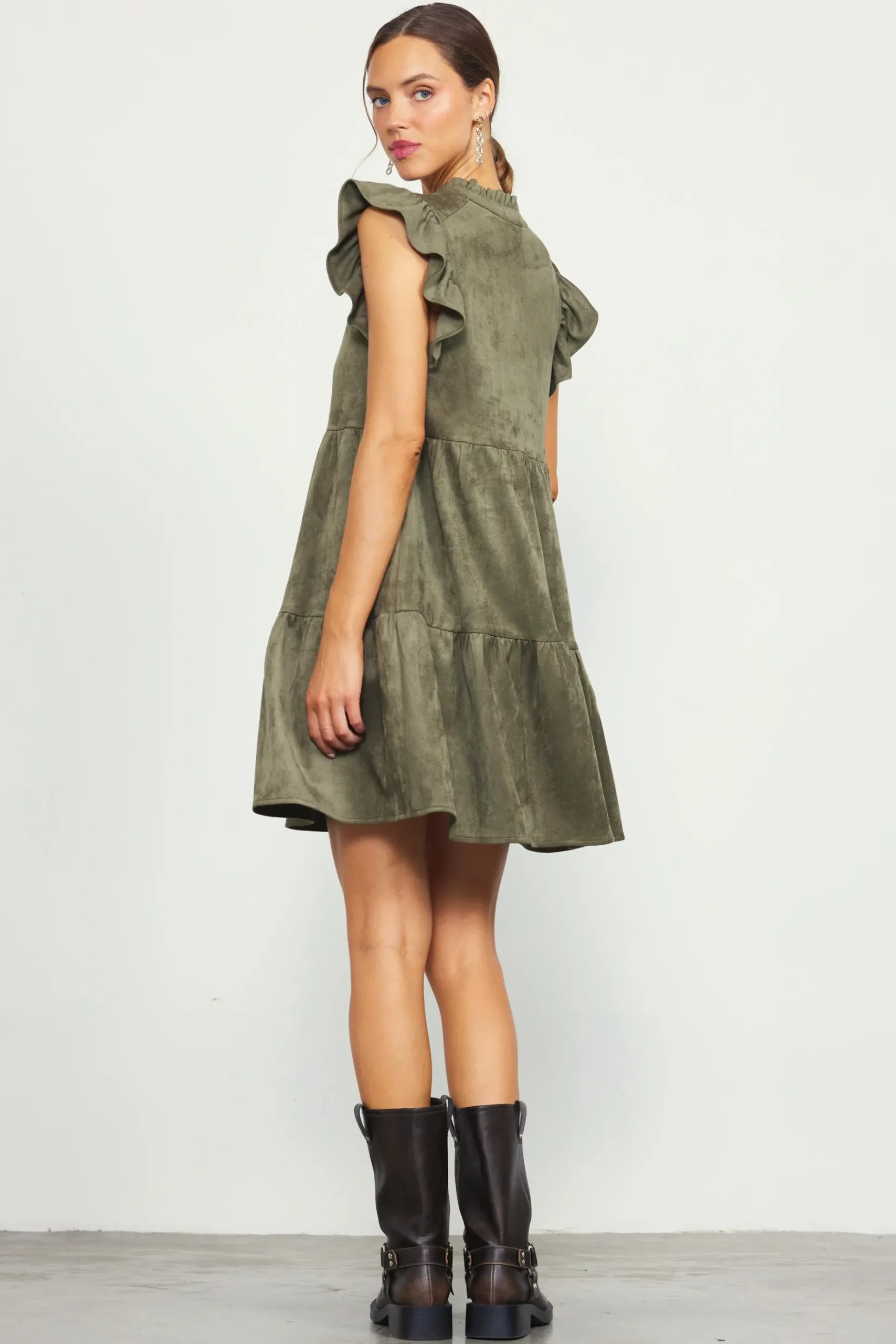 Faux Suede Tiered Mini Dress*SKIES ARE BLUE Online