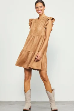 Faux Suede Tiered Mini Dress*SKIES ARE BLUE Hot