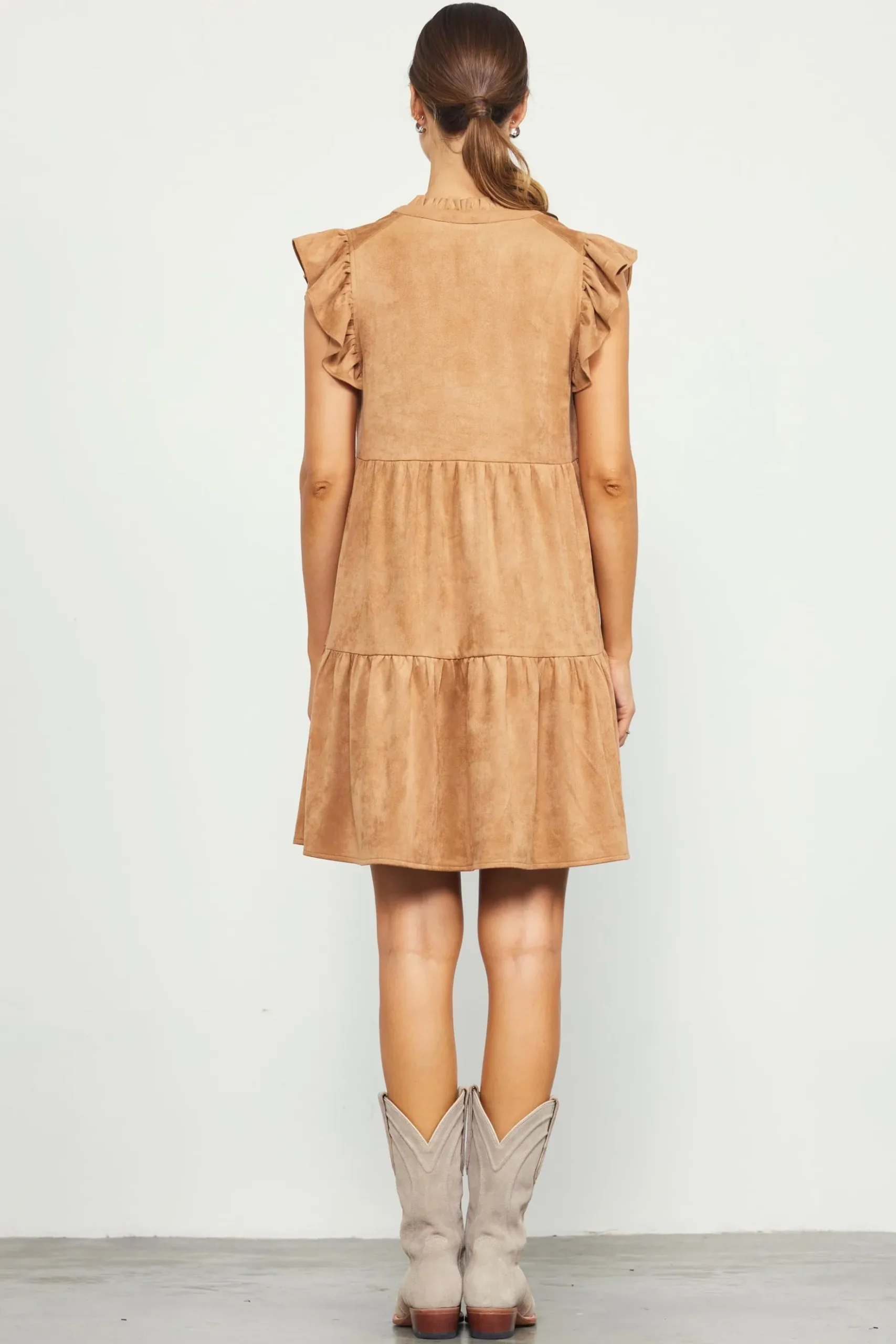 Faux Suede Tiered Mini Dress*SKIES ARE BLUE Hot