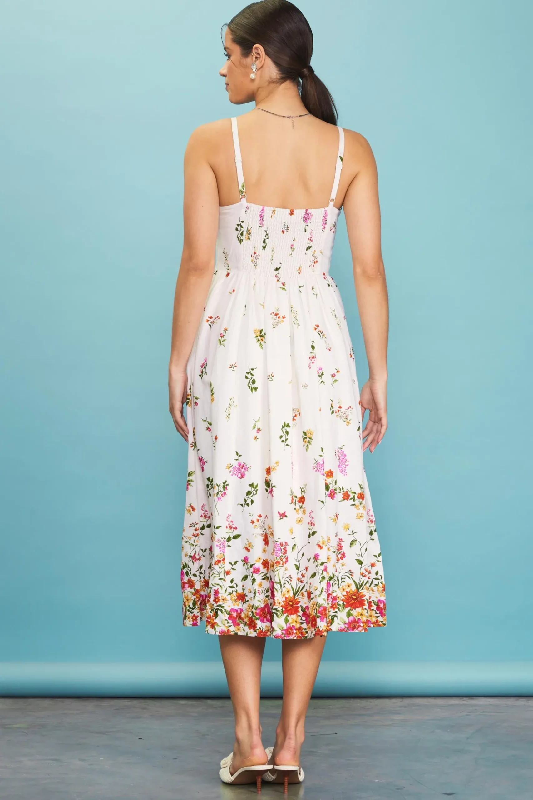 Floral Motif Print Midi Dress*SKIES ARE BLUE Clearance