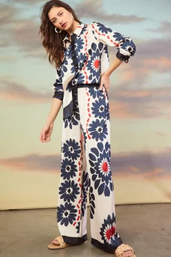Floral Print Elastic Waistband Pants*SKIES ARE BLUE Clearance