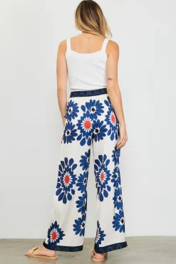 Floral Print Elastic Waistband Pants*SKIES ARE BLUE Clearance