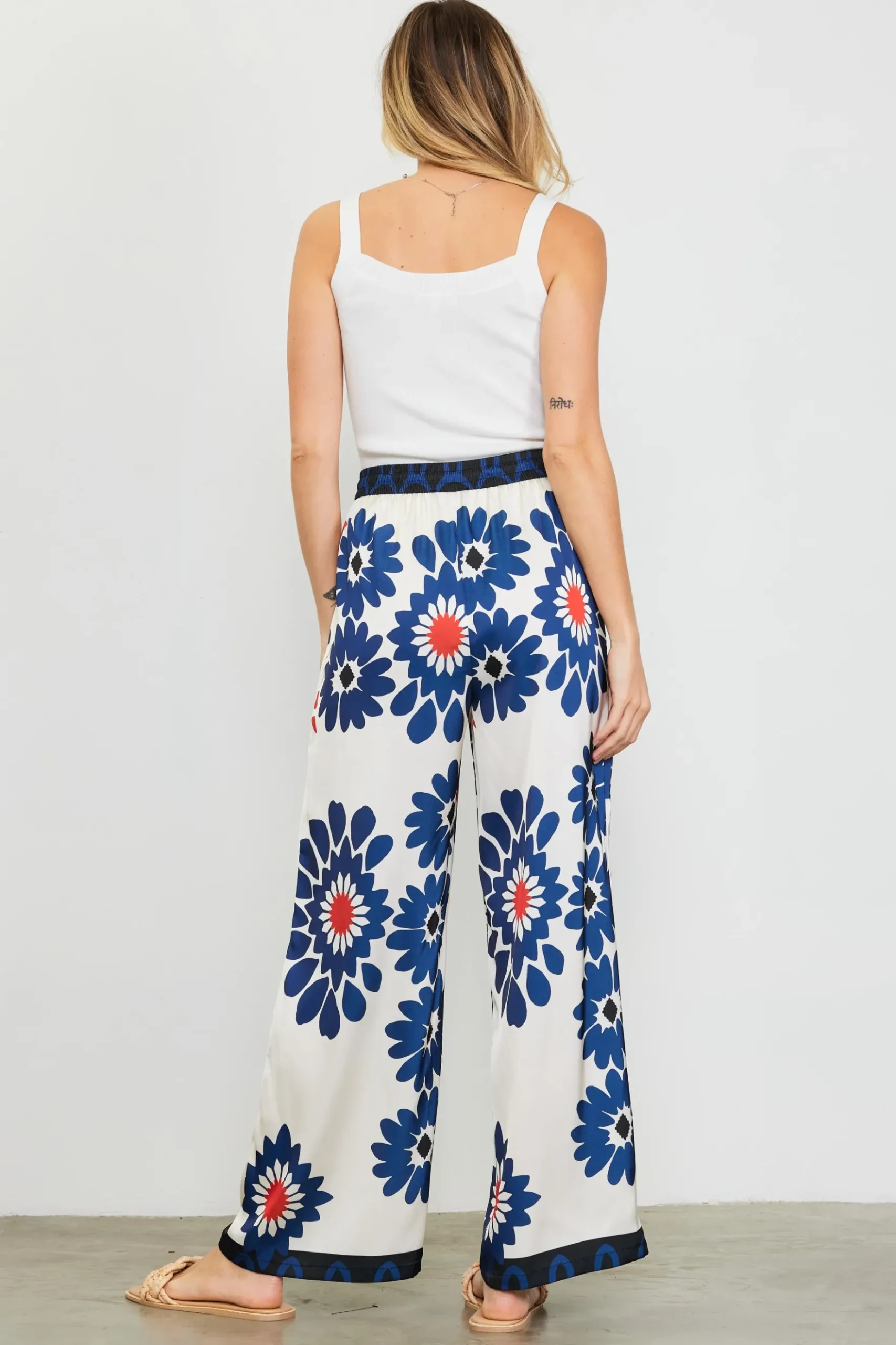 Floral Print Elastic Waistband Pants*SKIES ARE BLUE Clearance