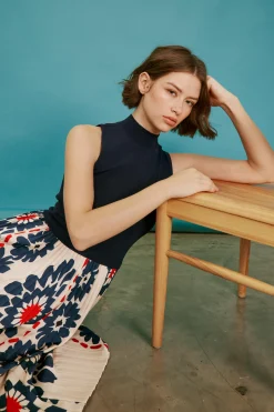 Floral Print Mixed Media Dress*SKIES ARE BLUE Hot