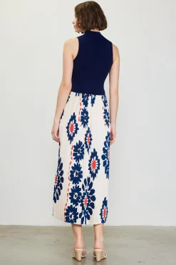 Floral Print Mixed Media Dress*SKIES ARE BLUE Hot