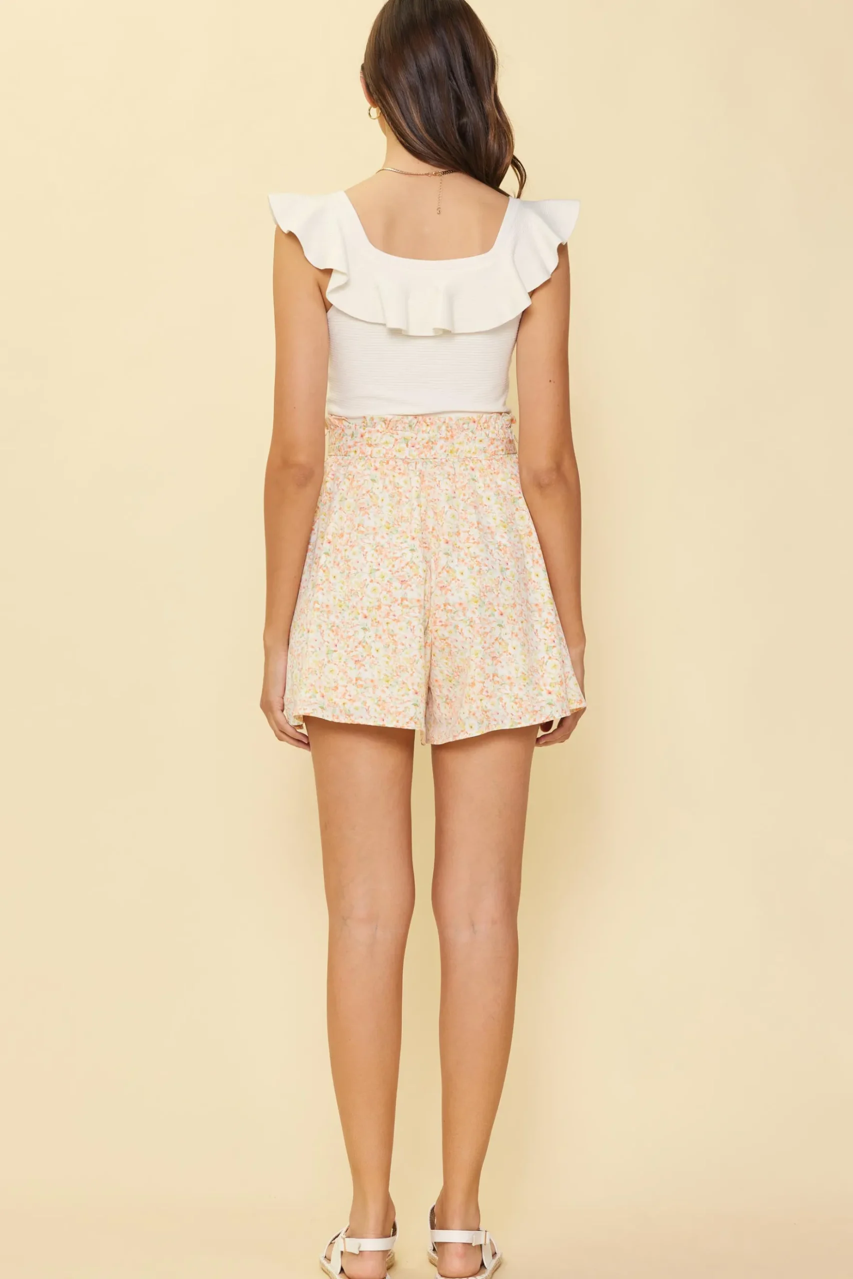 Floral Print Paperbag Shorts*SKIES ARE BLUE Online