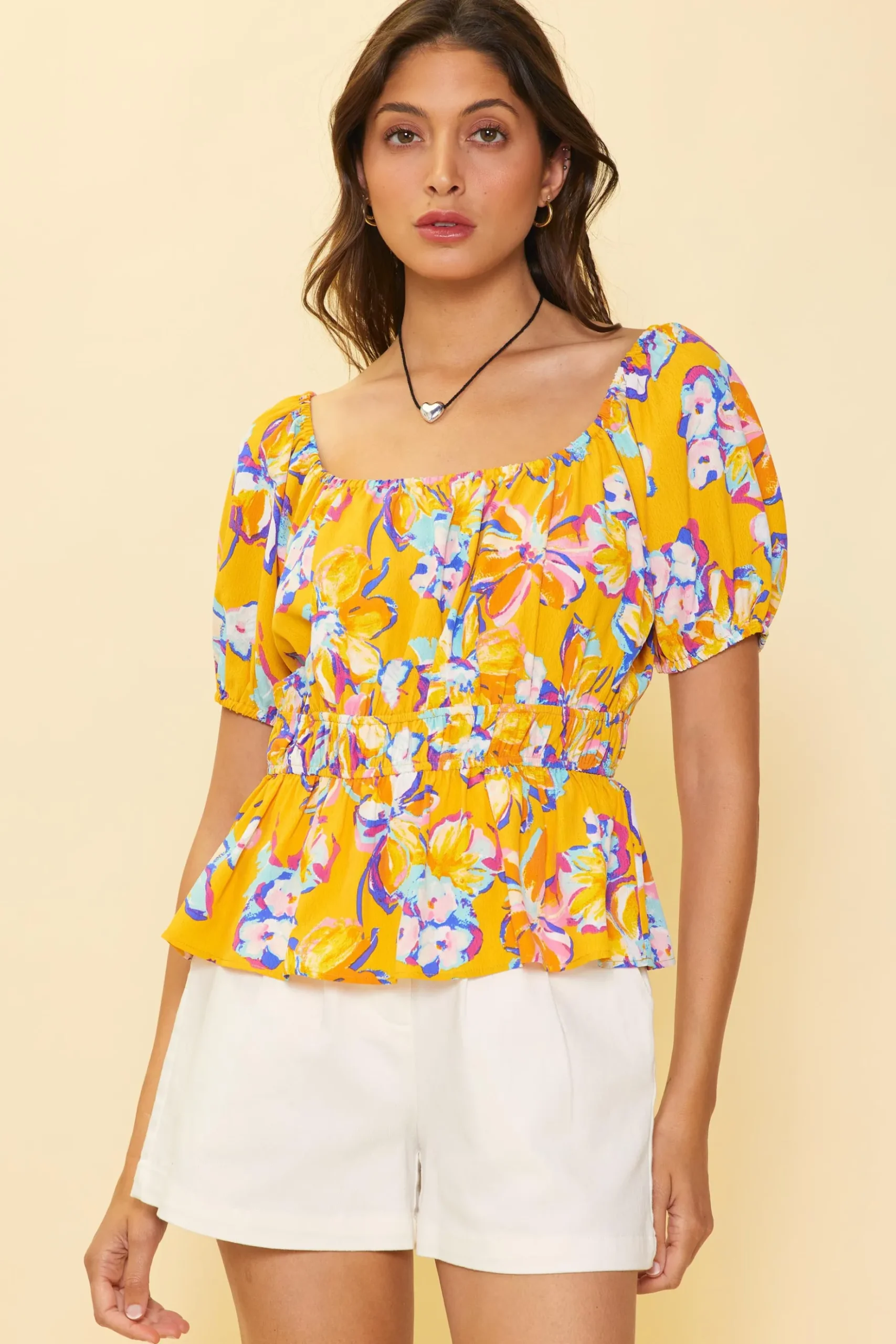 Floral Print Peplum Top*SKIES ARE BLUE Discount