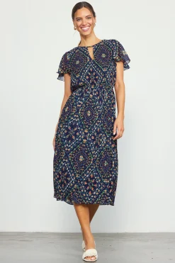 Floral Print Pleated Midi Dress*SKIES ARE BLUE Sale