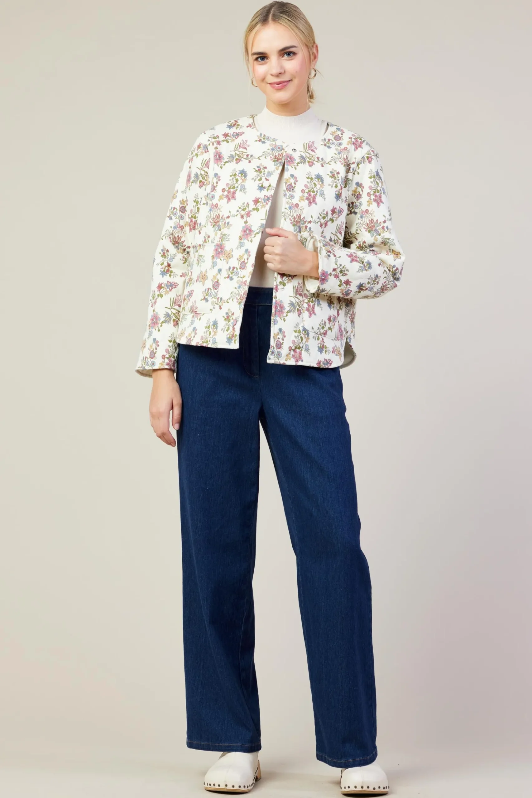 Floral Print Quilted Jacket*SKIES ARE BLUE Best