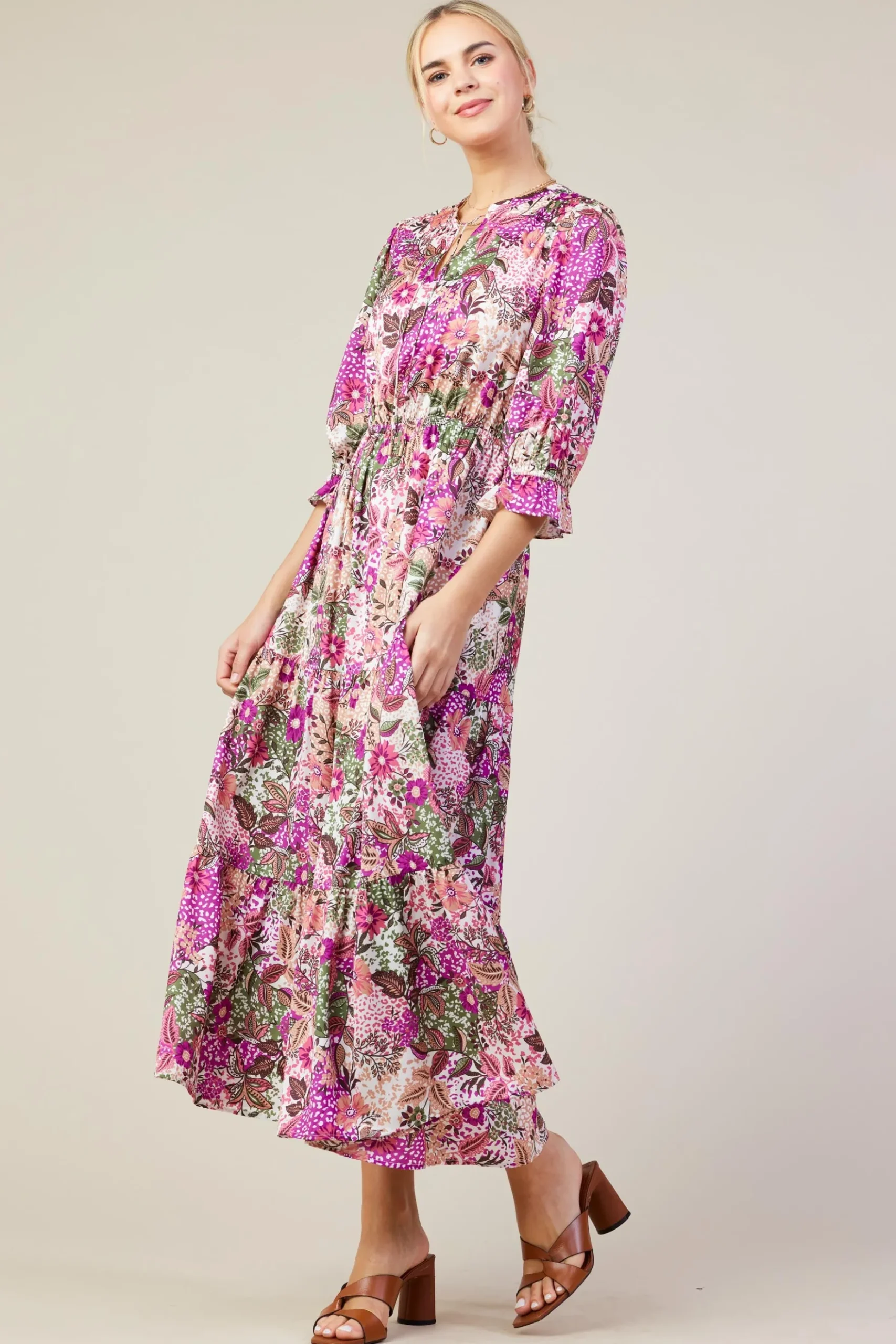 Floral Print Ruffle Maxi Dress*SKIES ARE BLUE Outlet