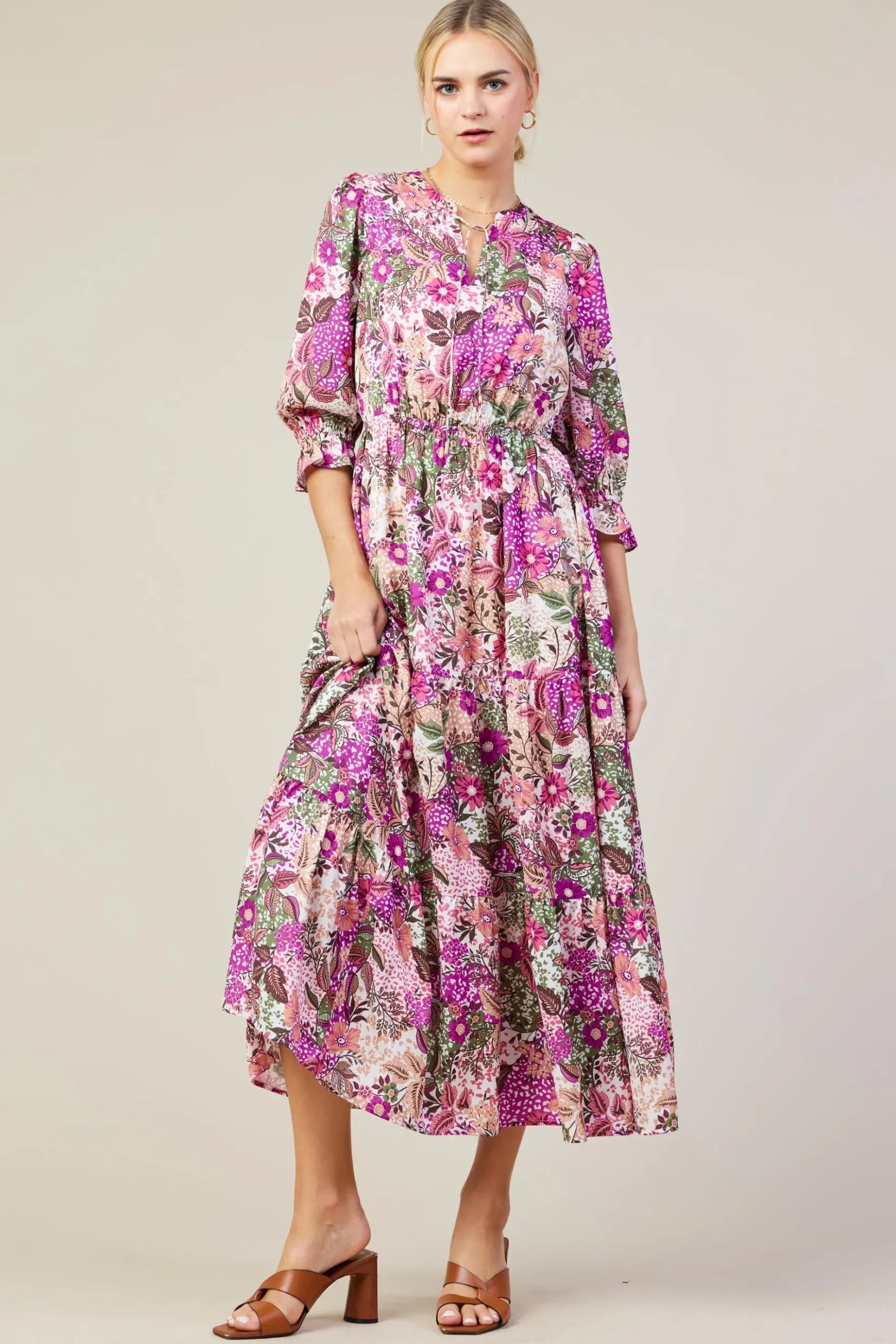 Floral Print Ruffle Maxi Dress*SKIES ARE BLUE Outlet