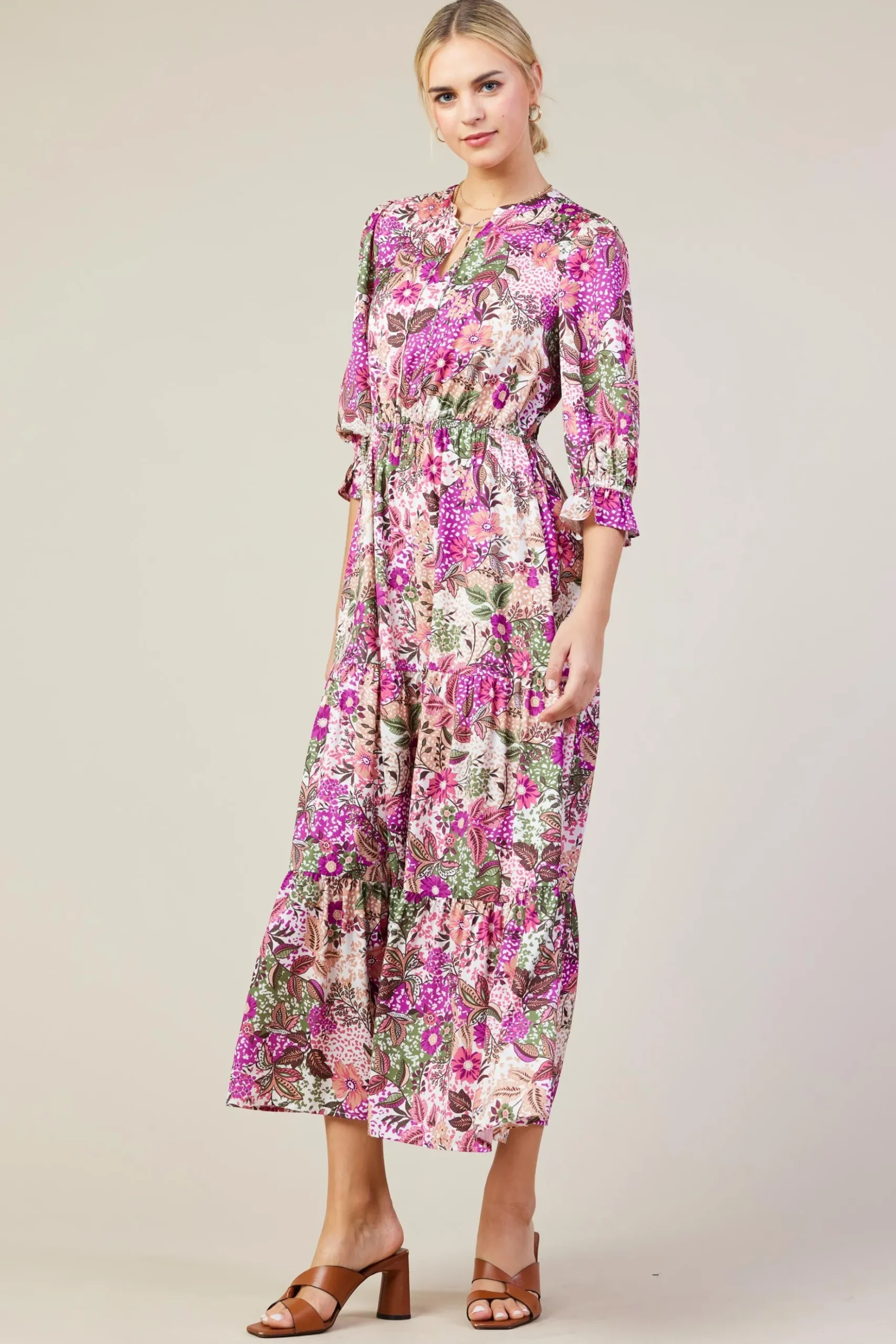 Floral Print Ruffle Maxi Dress*SKIES ARE BLUE Outlet