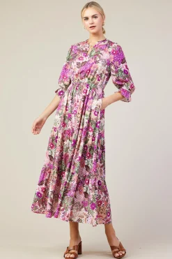 Floral Print Ruffle Maxi Dress*SKIES ARE BLUE Outlet