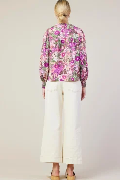 Floral Print Smocked Neckline Blouse*SKIES ARE BLUE Clearance