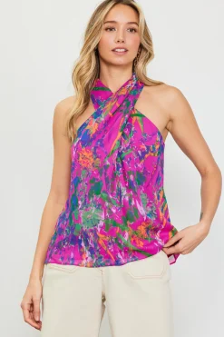Floral Print Twisted Halter Top*SKIES ARE BLUE Sale