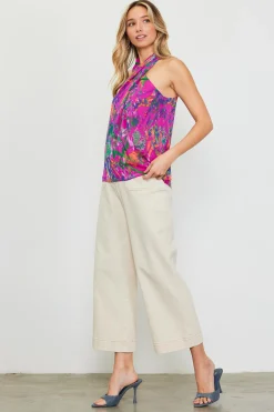 Floral Print Twisted Halter Top*SKIES ARE BLUE Sale
