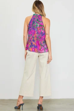 Floral Print Twisted Halter Top*SKIES ARE BLUE Sale